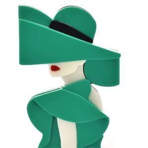 Green Acrylic Charming Lady Brooch